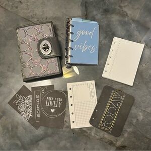 Coach turn lock bedazzled rhinestone mini planner agenda